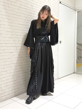 「axes femme（アクシーズファム）のチュールレースアップブーツ（ブーツ、ブラック系）」を使った、axes femmeさん（レディース・156cm）の夏コーディネート