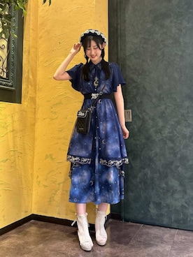 「axes femme（アクシーズファム）のオープントゥレースブーツ（ブーツ、ホワイト系）」を使った、axes femmeさん（レディース・165cm）の夏コーディネート