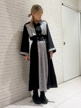 「axes femme（アクシーズファム）のジャカードフラシブラウス（シャツ/ブラウス、グレー系）」を使った、axes femmeさん（レディース・165cm）の秋コーディネート