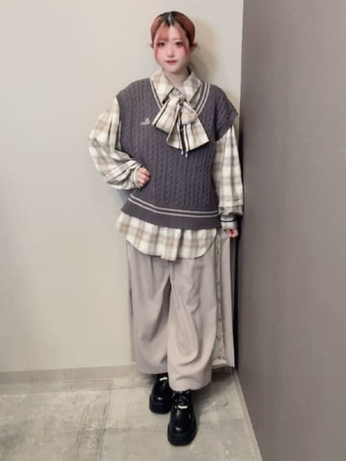 【超希少✨】SHIRO SAKAI　パンツ　千鳥柄　サイドライン　切り替え サイド柄切替ワイドパンツ（その他パンツ）｜axes femme（アクシーズ