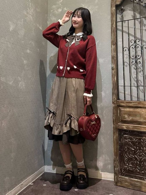 ハシゴレース×リボン配色スカート