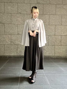 「axes femme（アクシーズファム）のオープントゥレースブーツ（ブーツ、ブラック系）」を使った、axes femmeさん（レディース・156cm）の春コーディネート