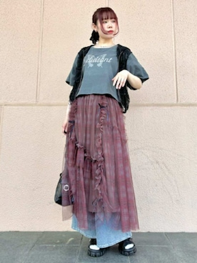 「axes femme（アクシーズファム）のアイテム（Tシャツ/カットソー）」を使った、axes femmeさん（レディース・165cm）の夏コーディネート