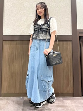 「axes femme（アクシーズファム）のアイテム（デニムスカート）」を使った、axes femmeさん（レディース・155cm）の夏コーディネート