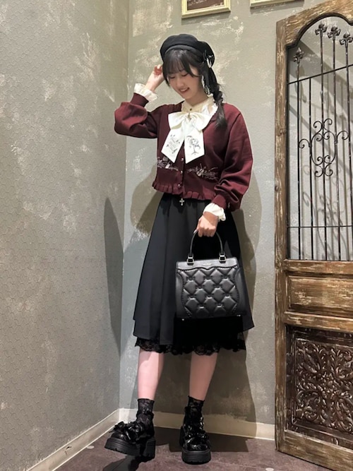 リボンレースブローチ付ベレー