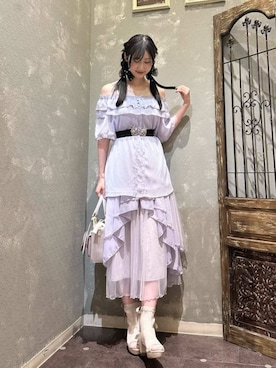 「axes femme（アクシーズファム）の吸水速乾モチーフレースタンク（タンクトップ、ピンク系）」を使った、axes femmeさん（レディース・165cm）の夏コーディネート