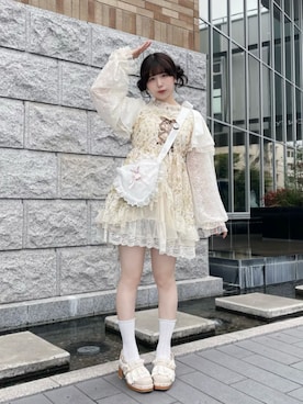 特別値下【新品未使用タグ付】アルベロベロ　白ニットチュニック axes femme（アクシーズファム）の「W編み上げニットチュニック