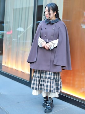 「アイテム（ダッフルコート）」を使った、axes femmeさん（レディース・156cm）の秋コーディネート