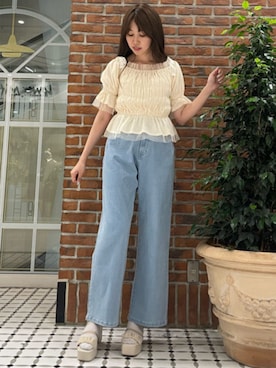 「axes femme（アクシーズファム）のアイテム（デニムパンツ）」を使った、axes femmeさん（レディース・165cm）の夏コーディネート