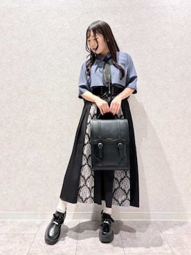 「axes femme（アクシーズファム）のレースアップシューズ（パンプス、ブラック系）」を使った、axes femmeさん（レディース・168cm）の春コーディネート