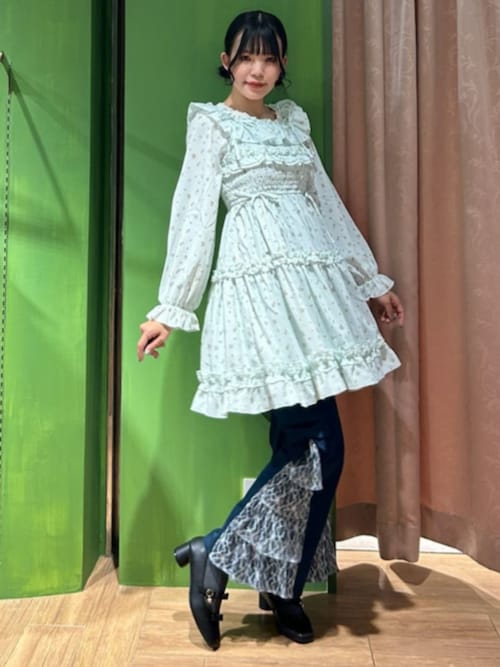 セール】ギャザーフリル長袖ワンピース（ワンピース）｜axes femme