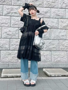 「アイテム（アームカバー）」を使った、axes femmeさん（レディース・155cm）の夏コーディネート