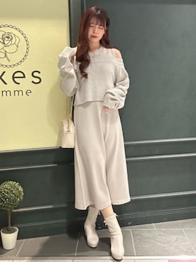 「axes femme POETIQUE（アクシーズファムポエティック）のアイテム（ブーツ）」を使った、axes femmeさん（レディース・167cm）の冬コーディネート