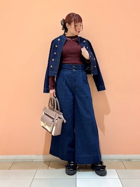 「axes femme（アクシーズファム）のレースアップスニーカー（スニーカー、ブラック系）」を使った、axes femmeさん（レディース・165cm）の秋コーディネート