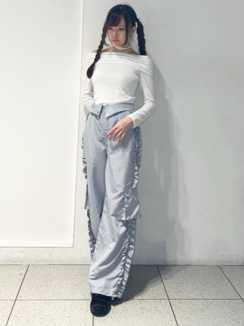 ★Coast プリーツオフショルダーストラッピー 魅惑的マキシ★ オフショル風ストライプワンピース【二次予約】 | axes femme