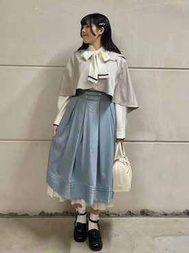 「axes femme（アクシーズファム）のリボン刺繍キルトボストン（ボストンバッグ、ホワイト系）」を使った、axes femmeさん（レディース・168cm）の春コーディネート