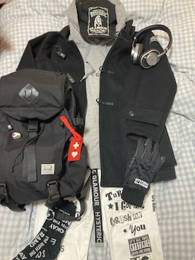 「HYSTERIC GLAMOUR（ヒステリックグラマー）のアイテム（バックパック/リュック）」を使った、名和 賢悟さん（メンズ・159cm）の冬コーディネート