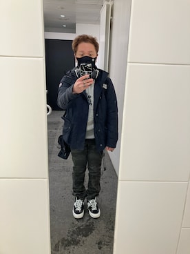 「HYSTERIC GLAMOUR（ヒステリックグラマー）のアイテム（バックパック/リュック）」を使った、名和 賢悟さん（メンズ・159cm）の冬コーディネート