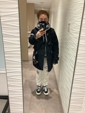 「HYSTERIC GLAMOUR（ヒステリックグラマー）のアイテム（バックパック/リュック）」を使った、名和 賢悟さん（メンズ・159cm）の冬コーディネート