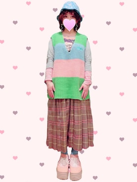 「チェック柄に恋してる」｜「アイテム（レッグウェア）」を使った、judieさん（レディース・148cm）の夏コーディネート