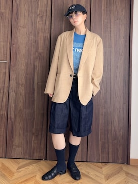 「サングラス」｜「アイテム（ジャケット/アウター）」を使った、kinoko.さん（レディース・157cm）の夏コーディネート