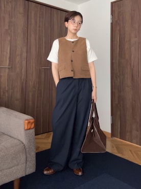 「アイテム（ボストンバッグ）」を使った、kinoko.さん（レディース・157cm）の秋コーディネート