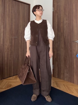 「アイテム（オールインワン・サロペット）」を使った、kinoko.さん（レディース・157cm）の秋コーディネート
