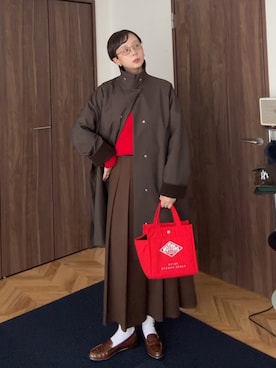 「メガネ女子」｜kinoko.さん（レディース・157cm）の冬コーディネート