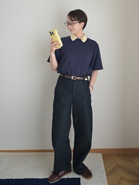 「UNIQLO（ユニクロ）のアイテム（Tシャツ/カットソー、イエロー系）」を使った、kinoko.さん（レディース・157cm）の春コーディネート
