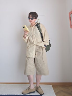 「SHIRTER（シャーター）のARCHE SHIRT (CHECK YELLOW)（シャツ/ブラウス、その他）」を使った、kinoko.さん（レディース・157cm）の夏コーディネート