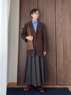 「アイテム（トートバッグ）」を使った、kinoko.さん（レディース・157cm）の秋コーディネート