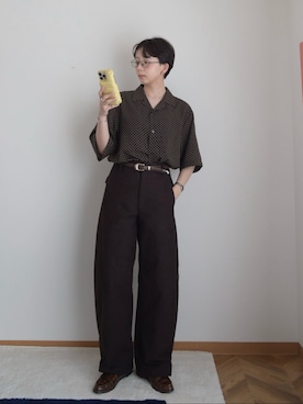「GU（ジーユー）のアイテム（トップス、ブルー系）」を使った、kinoko.さん（レディース・157cm）の春コーディネート
