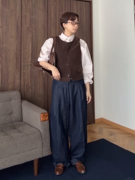 「アイテム（その他アウター）」を使った、kinoko.さん（レディース・157cm）の秋コーディネート