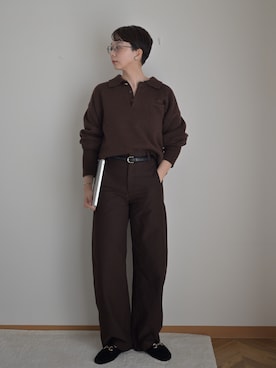 「omat unelmaのアイテム（トップス、ブラウン系）」を使った、kinoko.さん（レディース・157cm）の秋コーディネート