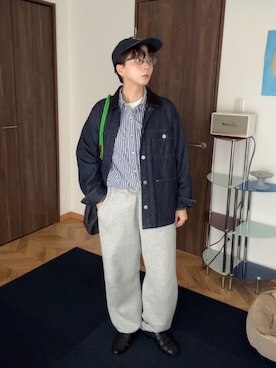 「アイテム（スウェットパンツ）」を使った、kinoko.さん（レディース・157cm）の秋コーディネート