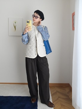 「古着のアイテム（トップス、ブルー系）」を使った、kinoko.さん（レディース・157cm）の春コーディネート
