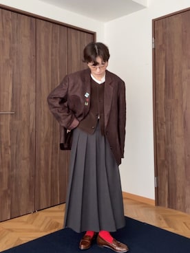 「アイテム（その他アウター）」を使った、kinoko.さん（レディース・157cm）の秋コーディネート