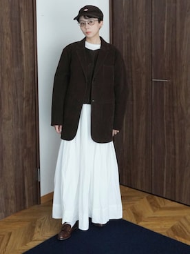 「アイテム（帽子）」を使った、kinoko.さん（レディース・157cm）の秋コーディネート