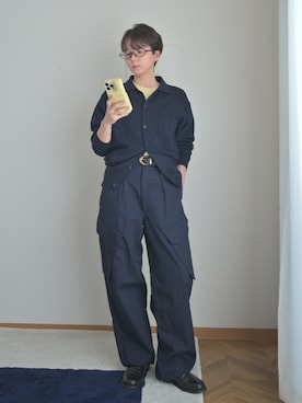 「無印良品（ムジルシリョウヒン）のアイテム（トップス、ブルー系）」を使った、kinoko.さん（レディース・157cm）の夏コーディネート