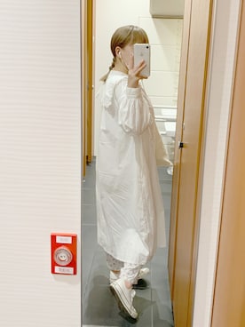 「アイテム（ルームウェア/パジャマ、ホワイト系）」を使った、おとさん（レディース・153cm）の秋コーディネート