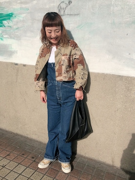 「FRAMeWORK（フレームワーク）のアイテム（オールインワン・サロペット）」を使った、sachikidさん（レディース・155cm）の秋コーディネート