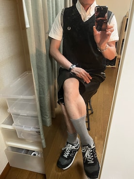 「FRED PERRY（フレッドペリー）のアイテム（ニット/セーター）」を使った、きとひろさん（メンズ・175cm）の春コーディネート