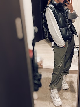 「moussy」｜「アイテム（ダウンジャケット/コート）」を使った、yさん（レディース・156cm）の冬コーディネート