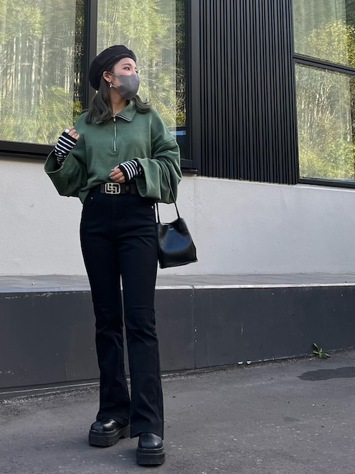 JEANASIS（ジーナシス）の「ハーフZIPショートウラケプルオーバー