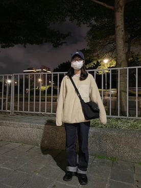 「MYSTERY RANCH（ミステリーランチ）のアイテム（ショルダーバッグ）」を使った、didiさん（レディース・158cm）の冬コーディネート
