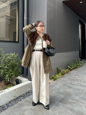 「黒縁メガネ」｜「アイテム（ジャケット/アウター）」を使った、yuuka_hrさん（レディース・155cm）の秋コーディネート