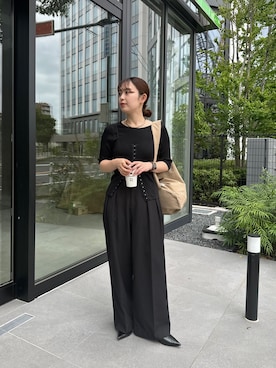 「オールブラックコーデ」｜yuuka_hrさん（レディース・155cm）の夏コーディネート