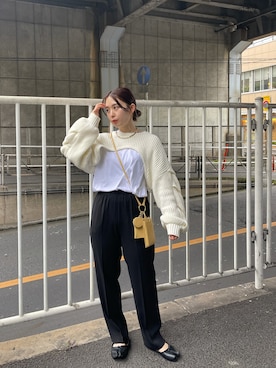 「ショート丈トップス」｜「アイテム（パンプス）」を使った、yuuka_hrさん（レディース・155cm）の秋コーディネート