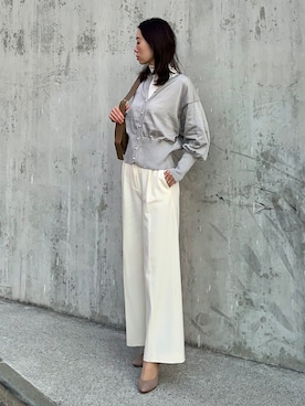 「ショート丈カーディガン」｜「UNIQLO（ユニクロ）のアイテム」を使った、soliさん（レディース・163cm）の冬コーディネート