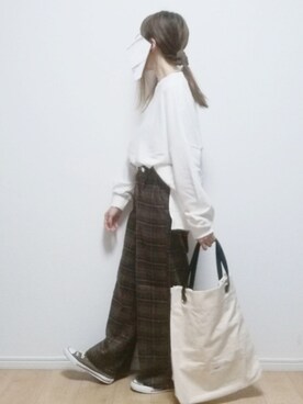 「CONVERSE（コンバース）の【CONVERSE】(コンバース)NEXTAR　ネクスター110 SCOX（スニーカー）」を使った、i-waさん（レディース・153cm）の秋コーディネート